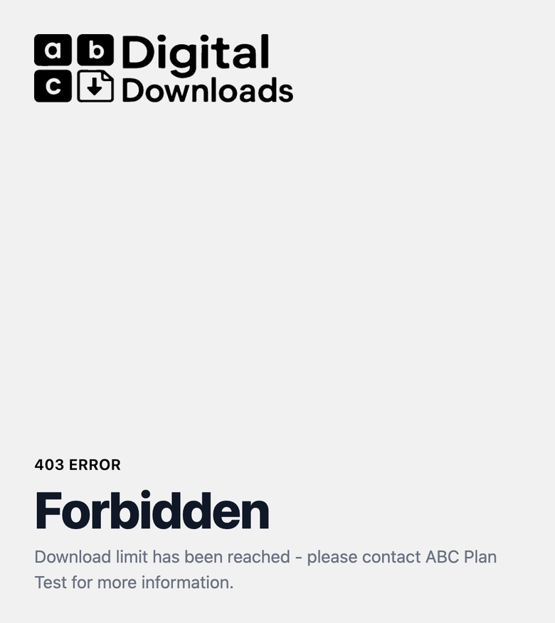 Blocked download page from ABC Digital Downloads showing 403 ERROR, Forbidden and the message that the download limit has been reached